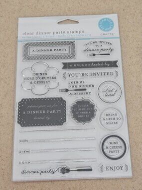RARE MARTHA STEWART DINNER PARTY CLEAR STAMPS CRAFT STAMP SCRAPBOOK